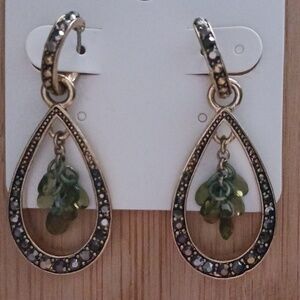 Monet Gold Tone Large Tear Drop Dangle Earrings